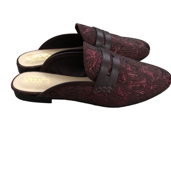 Circus by Sam Edelman Paulie Flats Shoes Slip on Mules Maroon Jacquard Size 8.5 - Picture 5 of 13